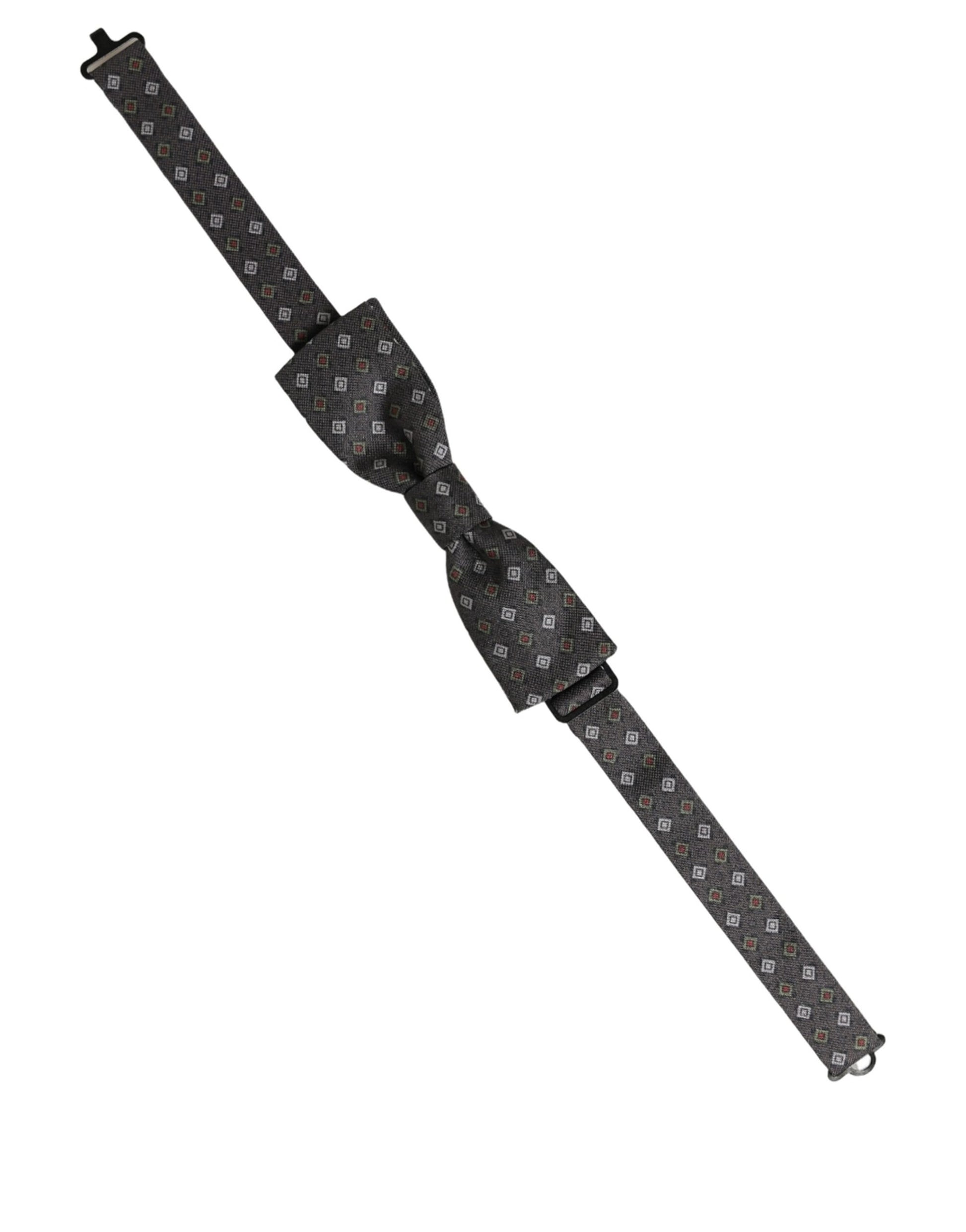 Men Dark Gray Geometric Adjustable Bow Tie