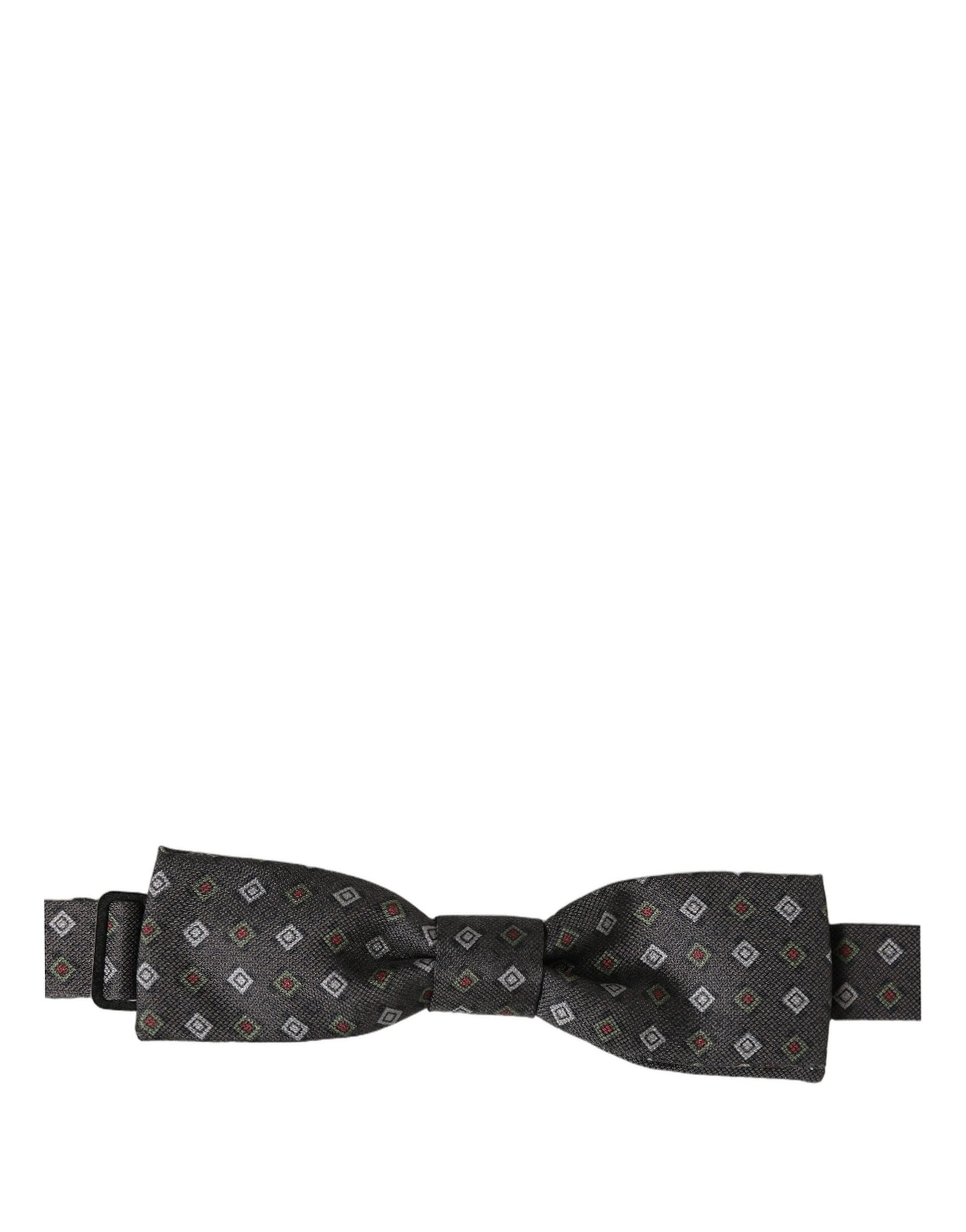 Men Dark Gray Geometric Adjustable Bow Tie