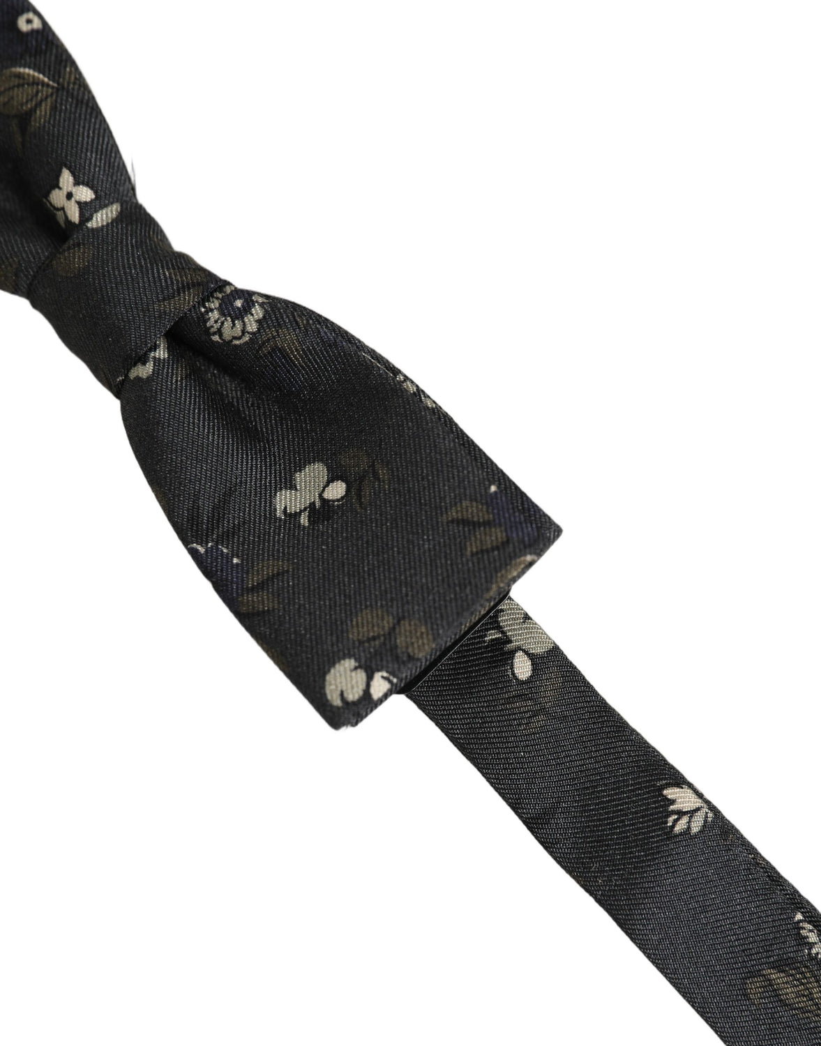 Men Black Floral Silk Adjustable Neck Papillon Bow Tie