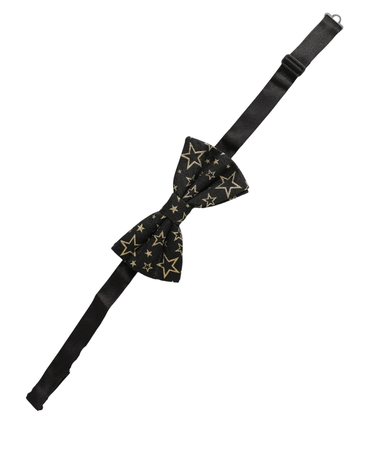 Men Black Star 100% Silk Adjustable Neck Papillon Bow Tie