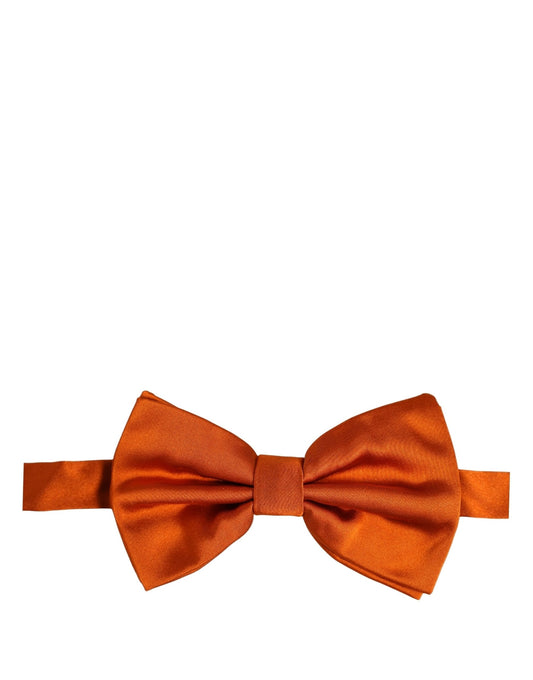 Men Orange 100% Silk Adjustable Neck Papillon Bow Tie