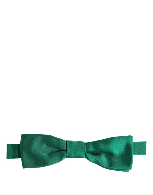 Men Green 100% Silk Adjustable Neck Papillon Bow Tie
