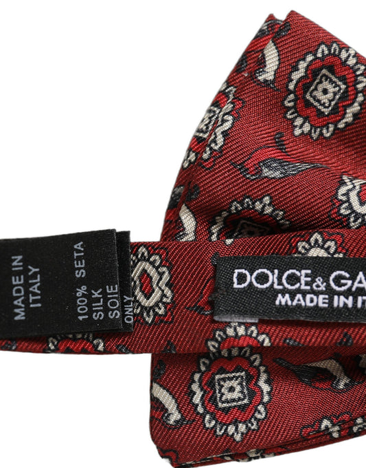 Men Bordeaux Floral Adjustable Neck Papillon Bow Tie