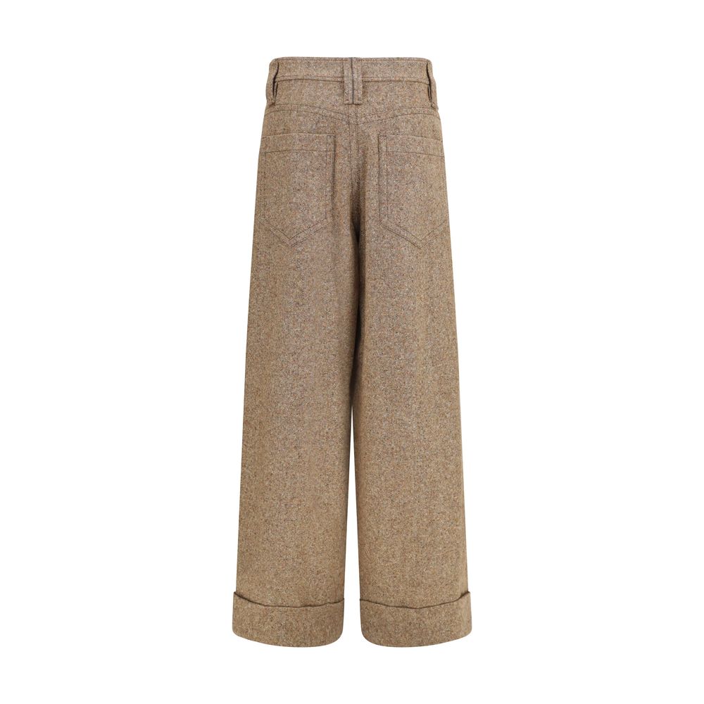 Beige Wool Oves Aries Casual Pants