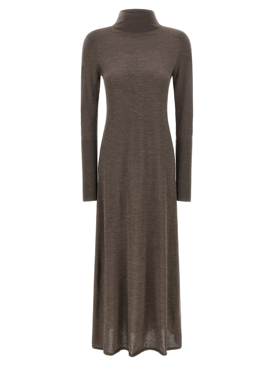 Beige Wool Long Dress