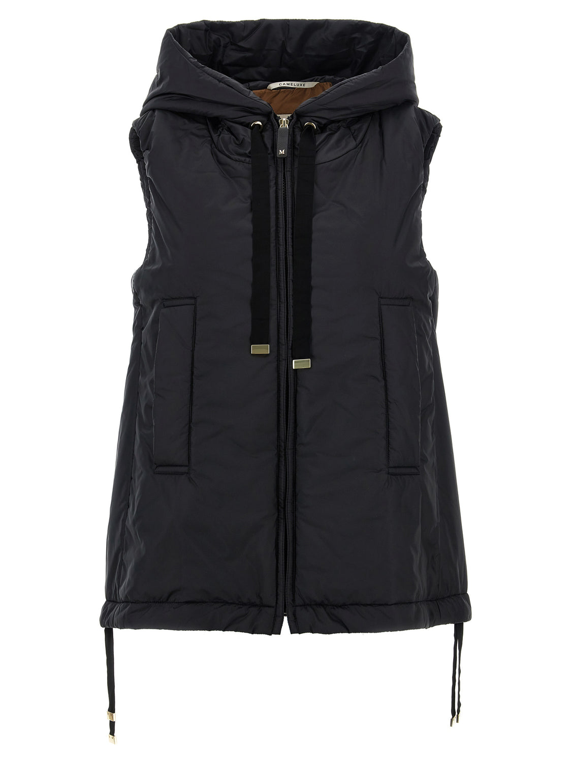 Black Polyester Sleeveless Jacket