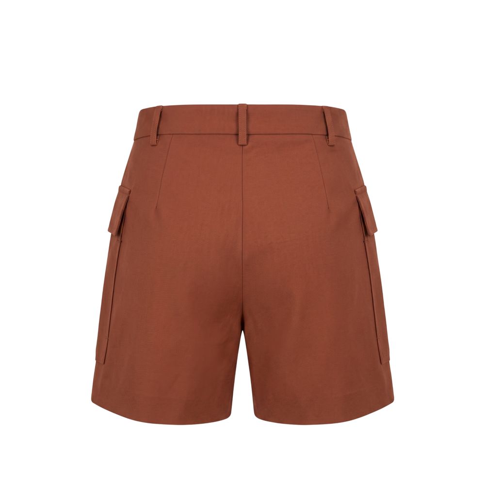 Brown Viscose Women Shorts
