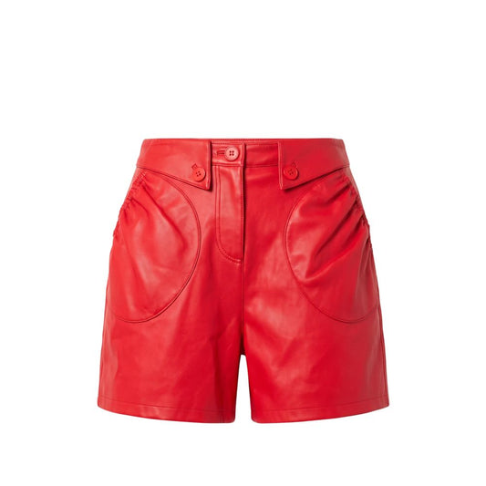Red Polyester Women Shorts