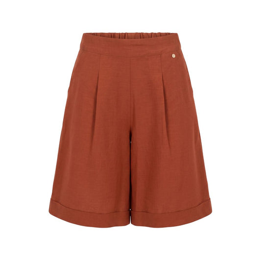 Brown Viscose Women Shorts