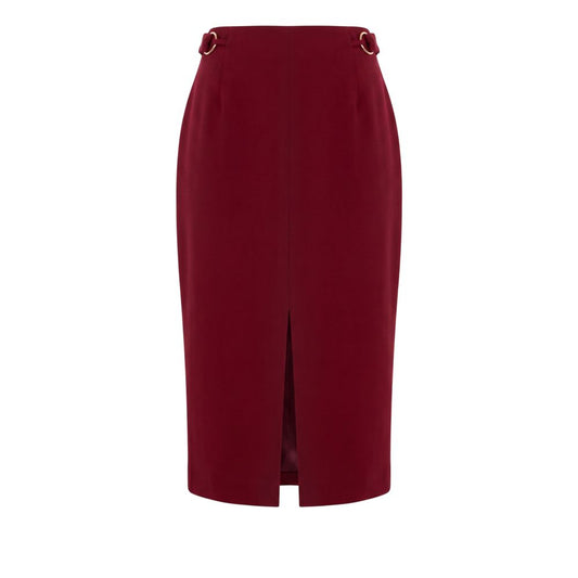 Red Polyester Women Skirt