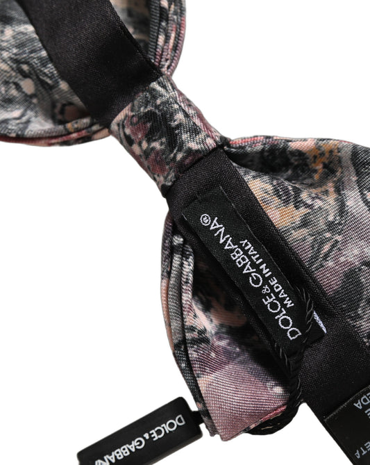 Multicolor Marble Silk Adjustable Neck Papillon Bow Tie