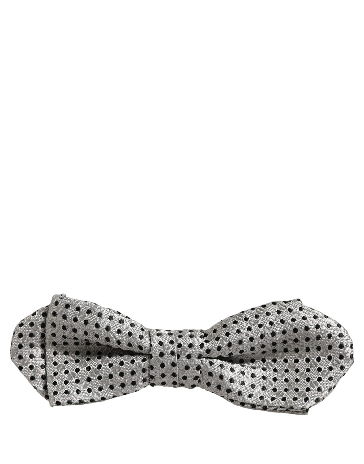 Men Silver Black Polka Dot Adjustable Neck Papillon Bow Tie