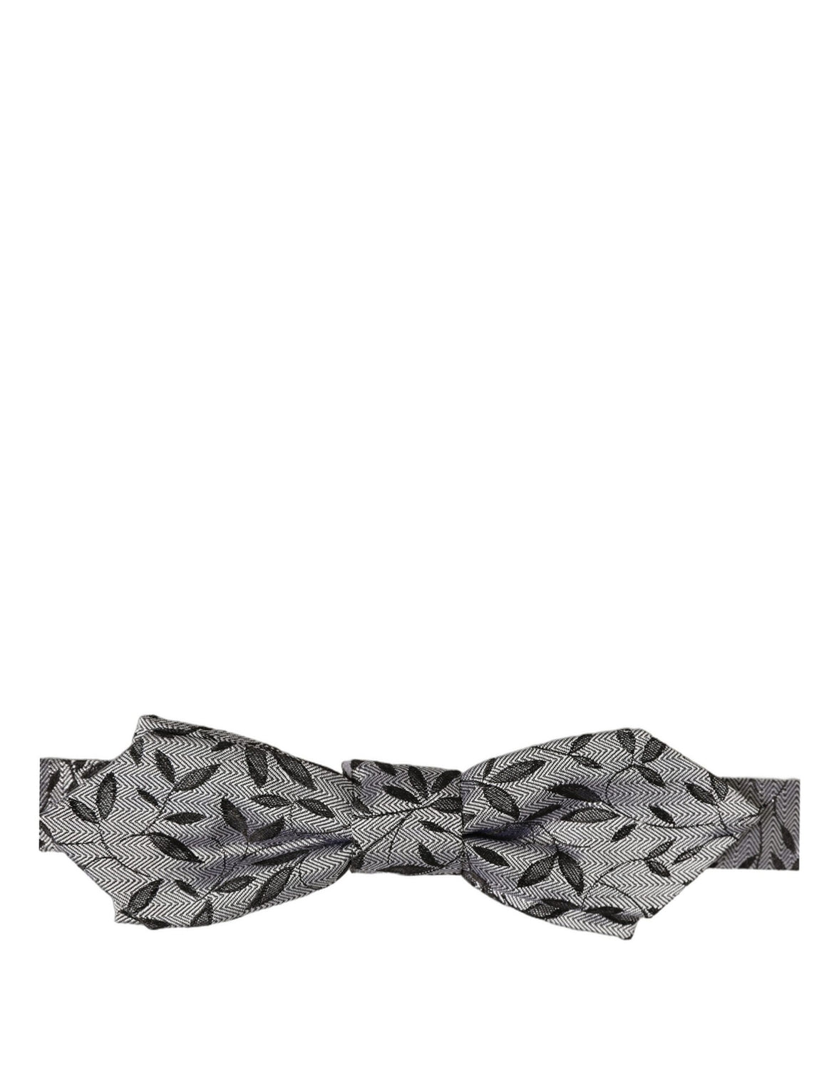 Men Gray Abstract Silk Adjustable Neck Papillon Bow Tie