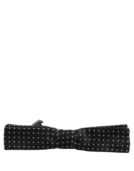 Black White Polka Dot Adjustable Neck Papillon Bow Tie