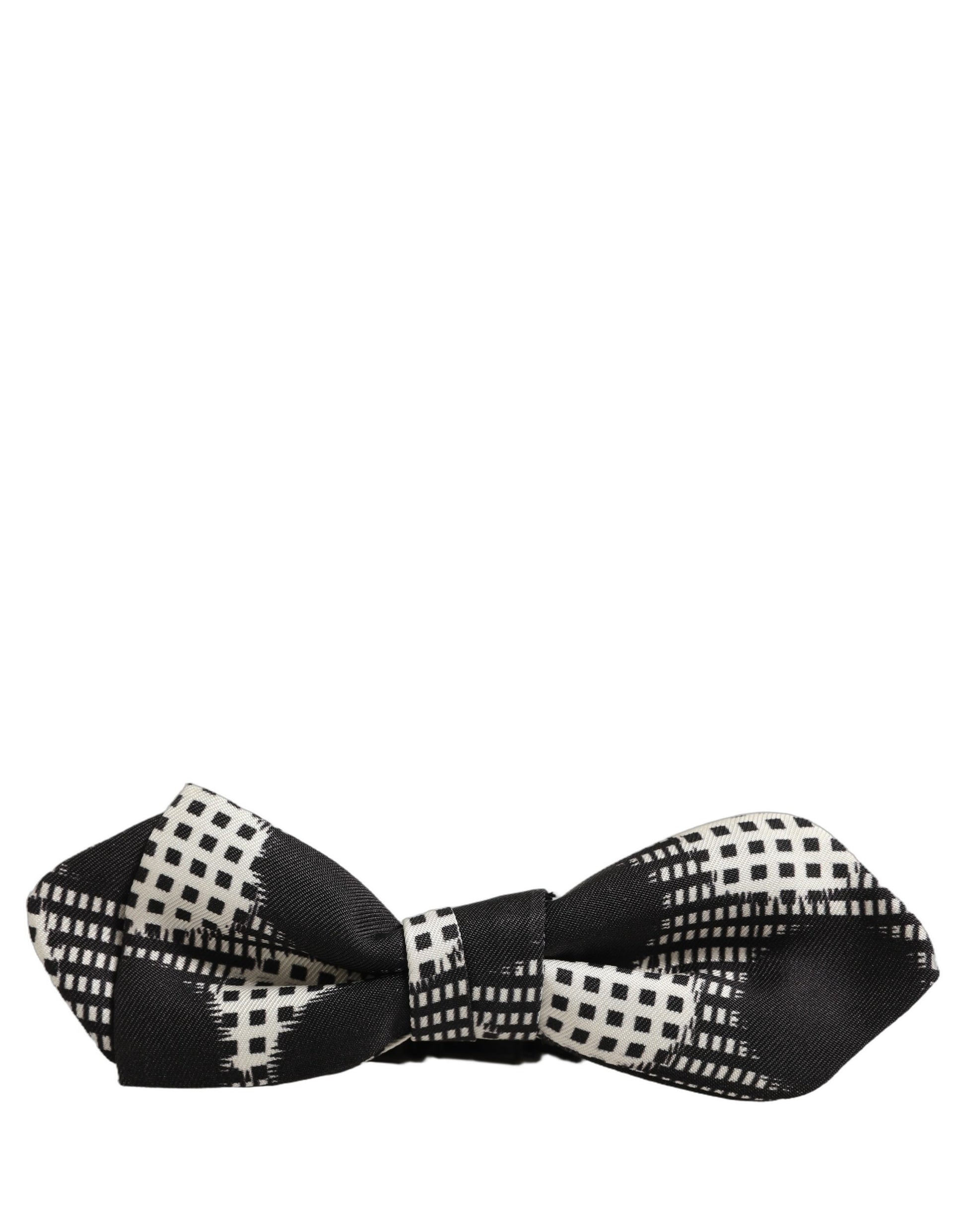 Black White Checkered Adjustable Neck Papillon Bow Tie