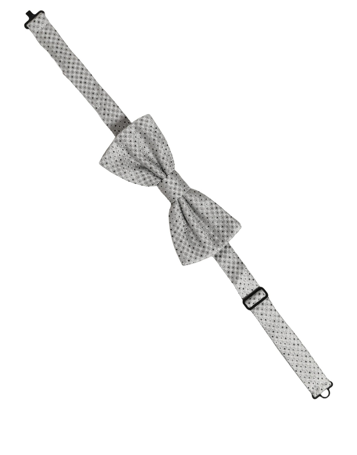 Men Black Gray Polka Dot Adjustable Neck Papillon Bow Tie