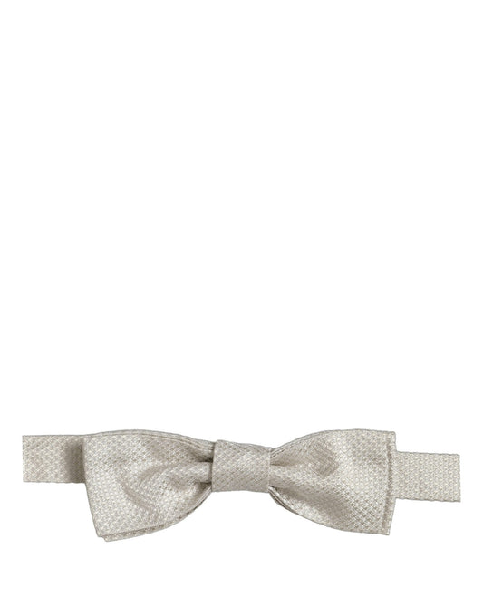 Men White 100% Silk Adjustable Neck Papillon Bow Tie