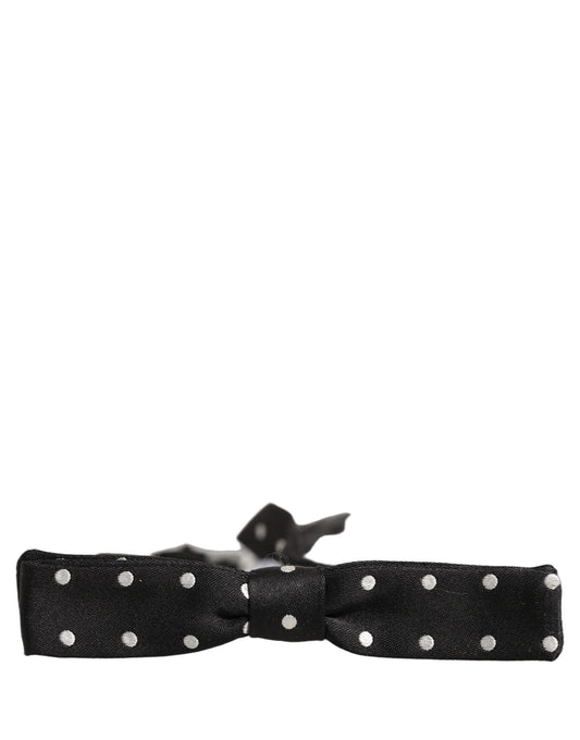 Black White Polka Dot Adjustable Neck Papillon Bow Tie