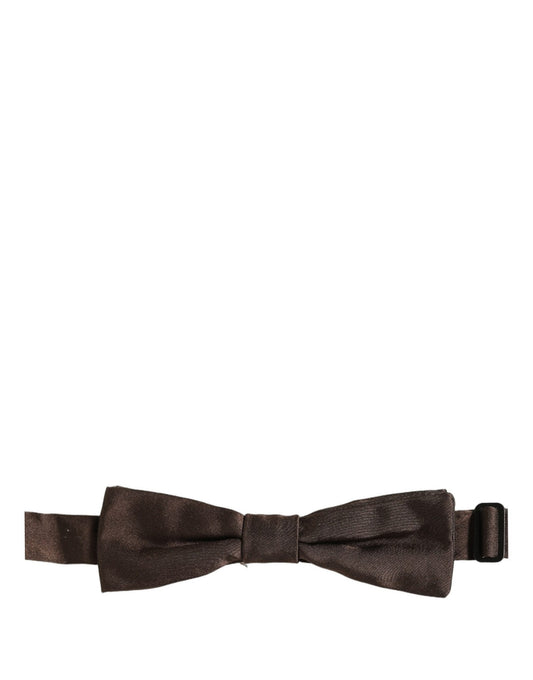 Men Brown 100% Silk Adjustable Neck Papillon Bow Tie