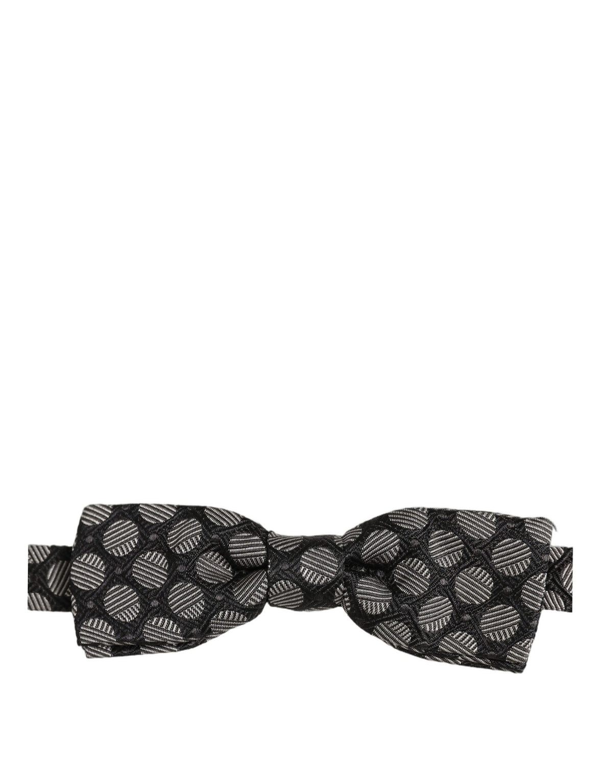 Black White Geometric Silk Adjustable Neck Papillon Bow Tie