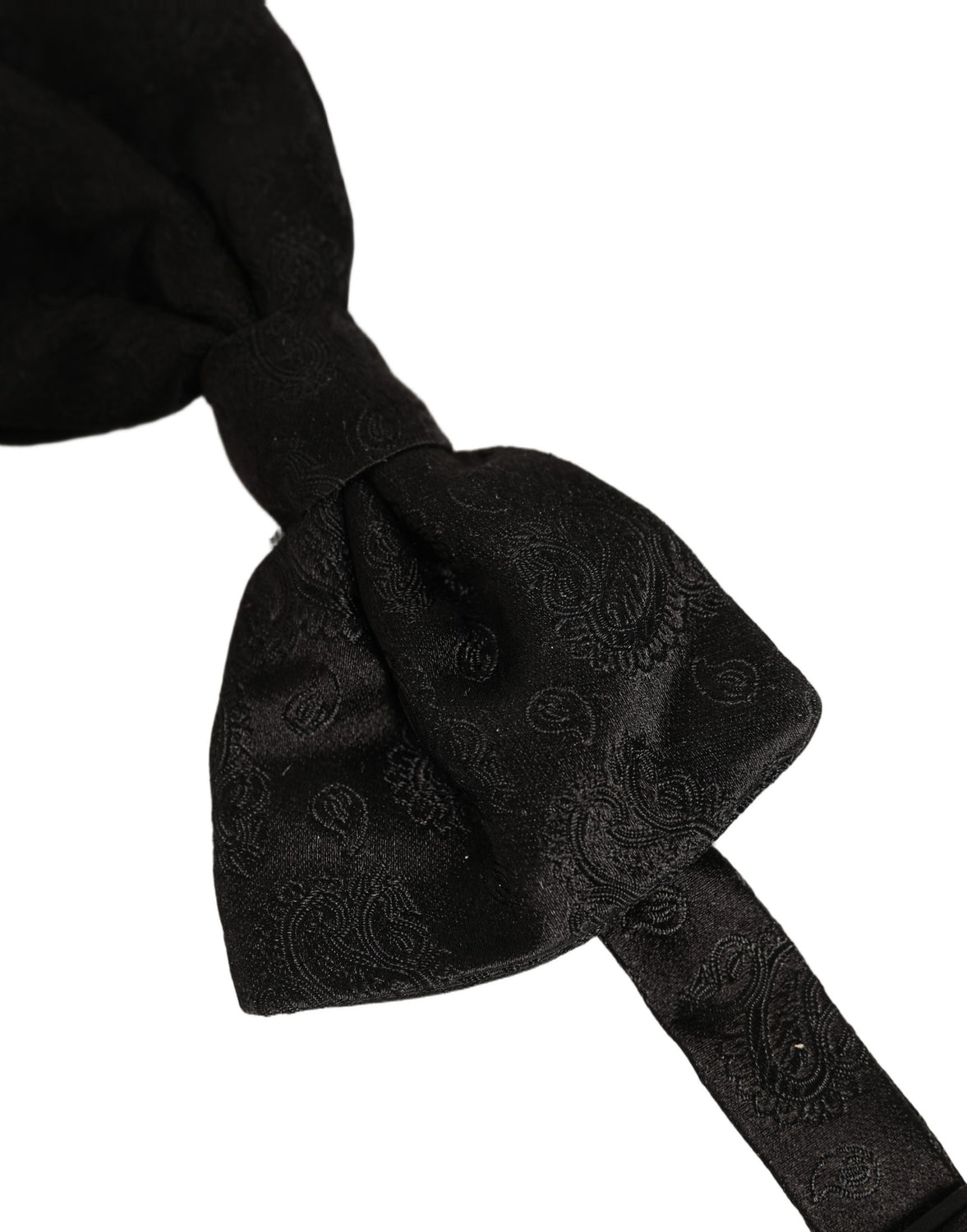 Men Black Paisley Silk Adjustable Neck Papillon Bow Tie