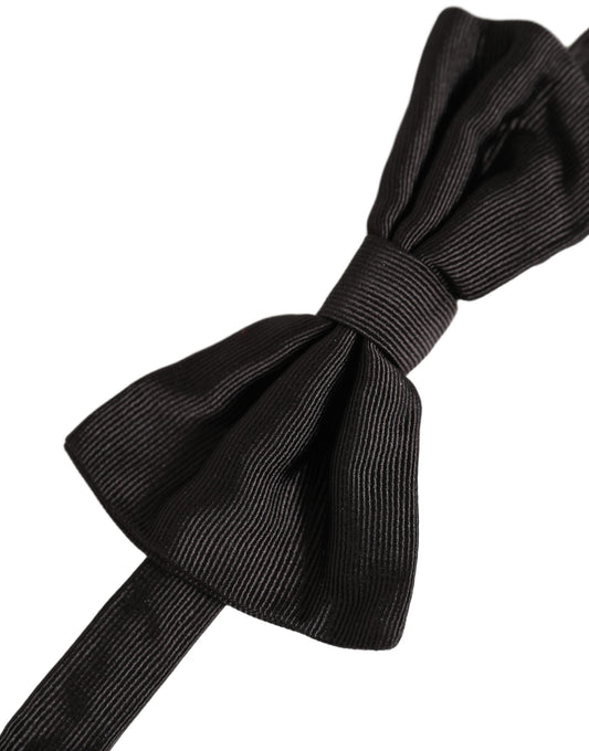 Men Black 100% Silk Adjustable Neck Papillon Bow Tie