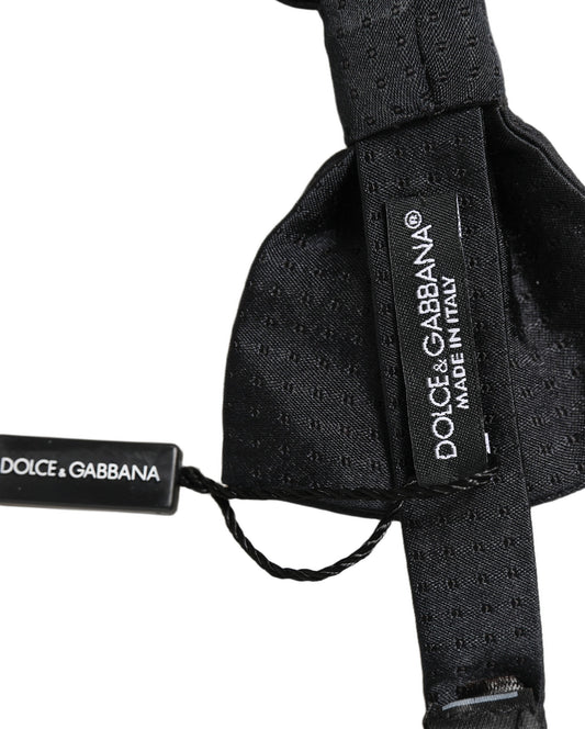 Men Black 100% Silk Adjustable Neck Papillon Bow Tie
