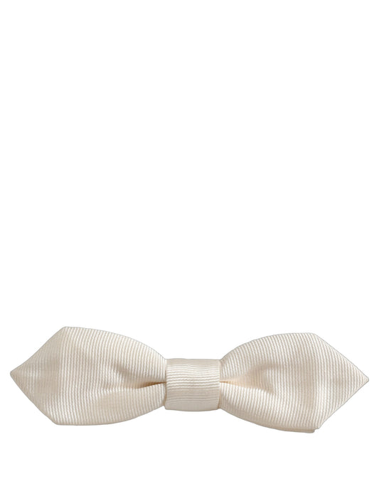 Men White 100% Silk Adjustable Neck Papillon Bow Tie