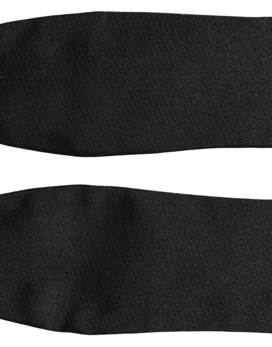 Men Black 100% Silk Adjustable Neck Papillon Bow Tie