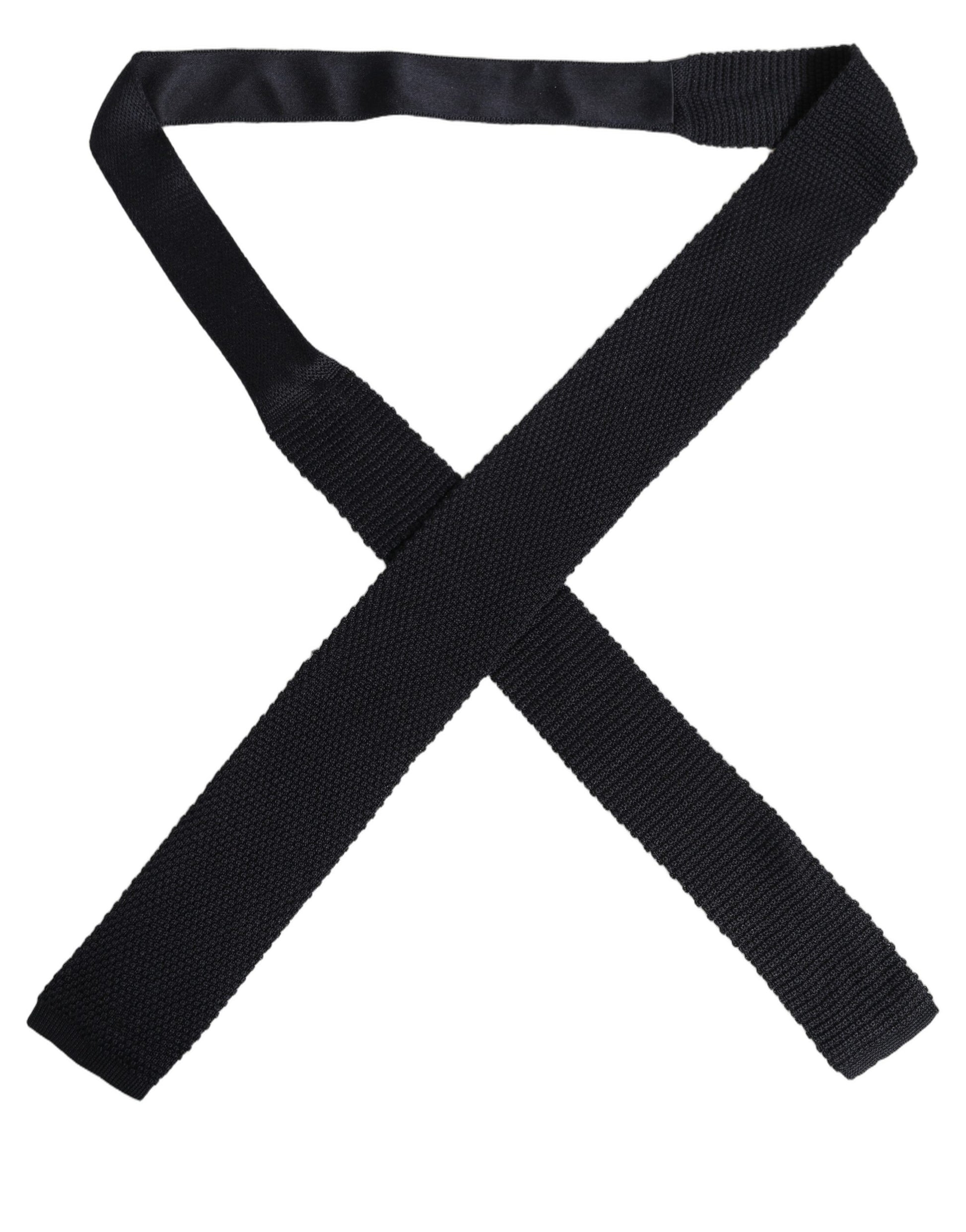 Men Black 100% Silk Adjustable Men Tied Necktie Tie