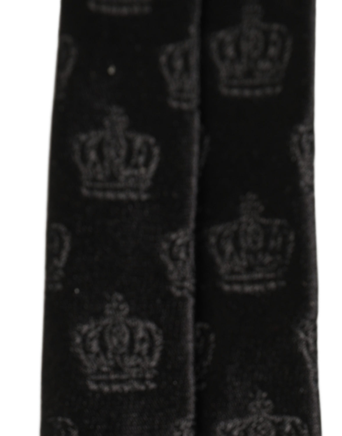 Men Black Crown Print Silk Adjustable Tied Necktie Tie
