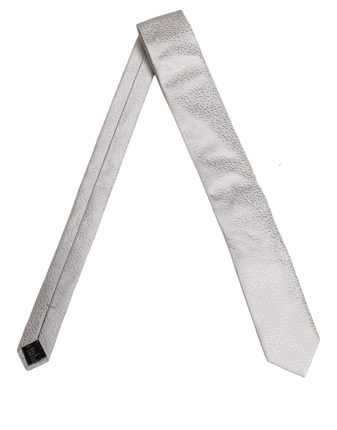 Men Gray 100% Silk Textured Adjustable Tied Necktie Tie