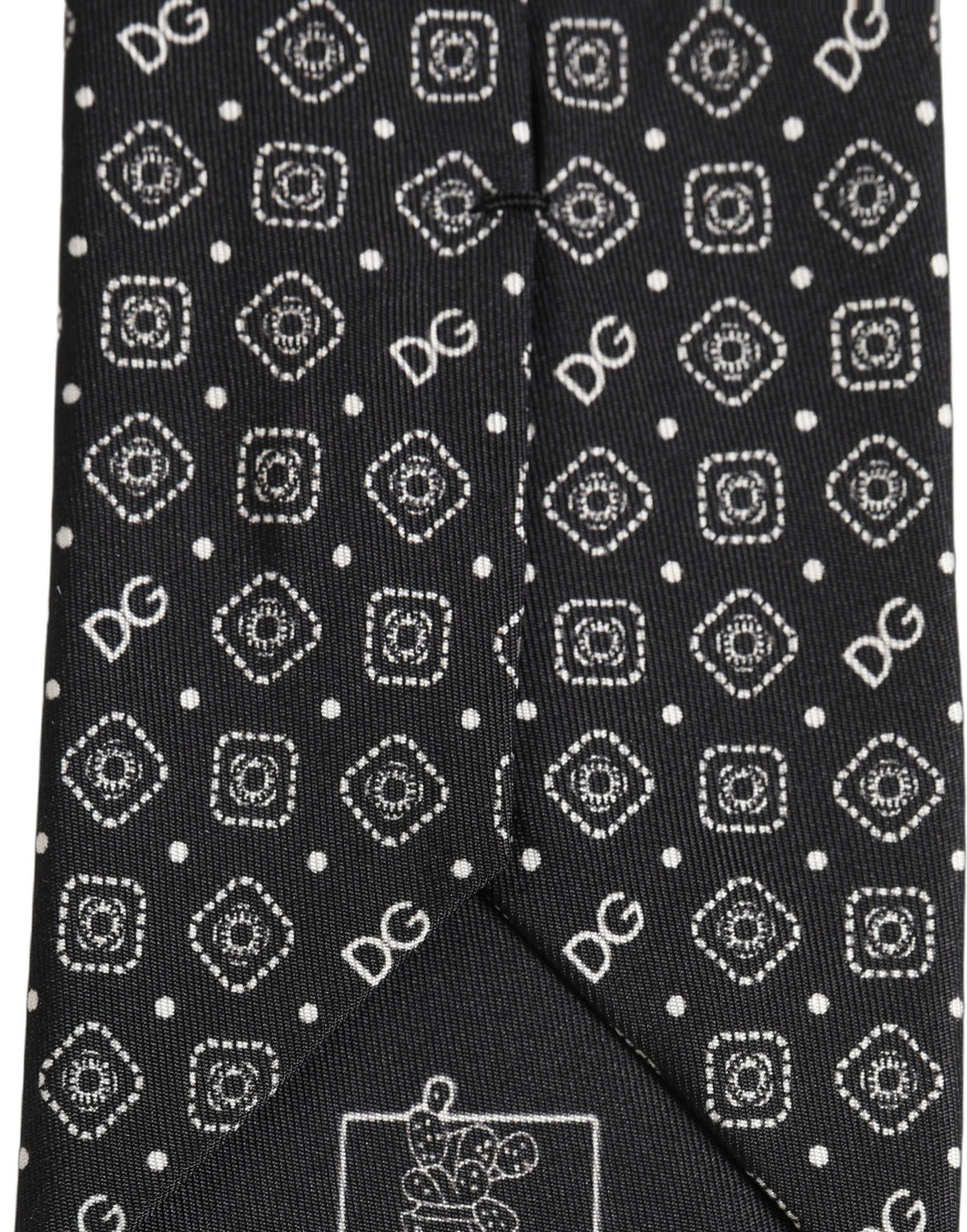 Men Black DG Logo 100% Silk Adjustable Tied Necktie Tie