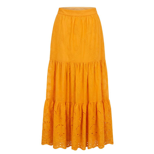 Orange Polyester Women's Skirt