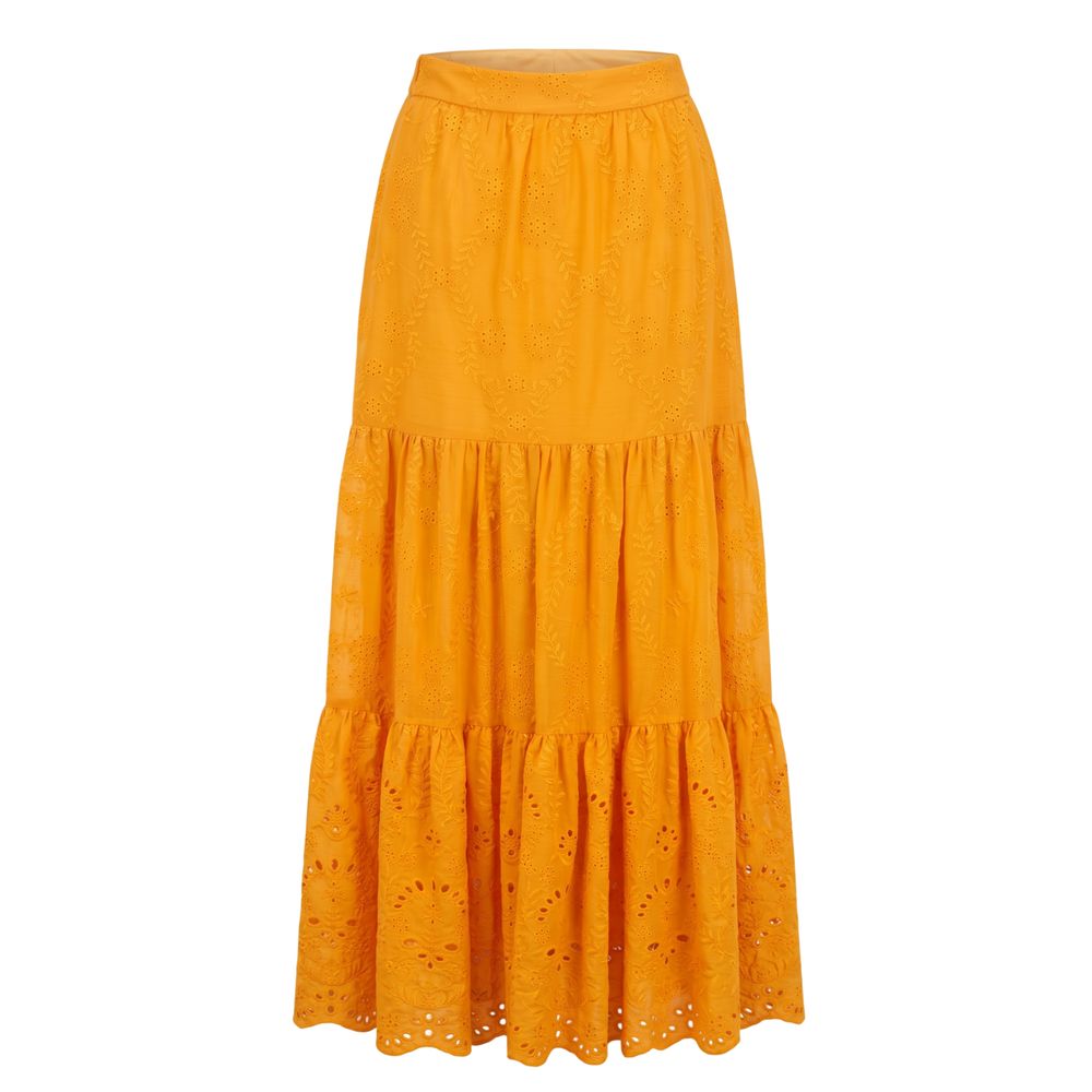 Orange Polyester Women's Skirt