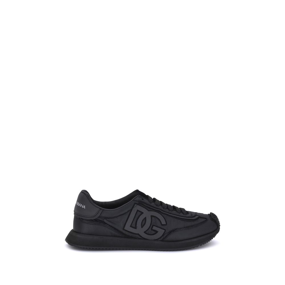 Black Polyester Low Top Sneakers