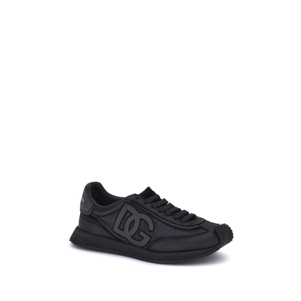 Black Polyester Low Top Sneakers