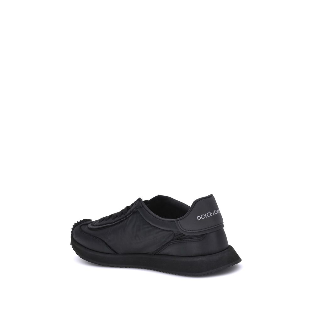 Black Polyester Low Top Sneakers