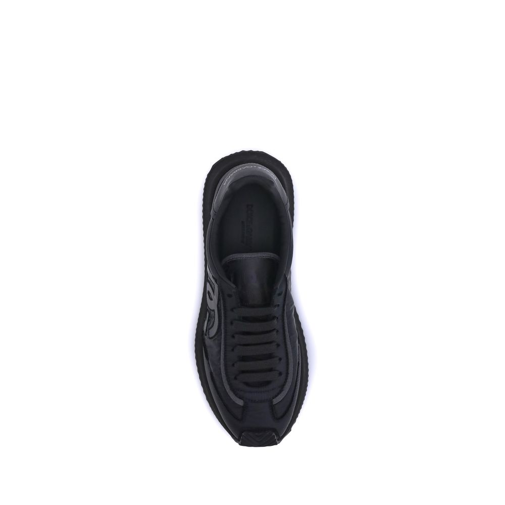 Black Polyester Low Top Sneakers