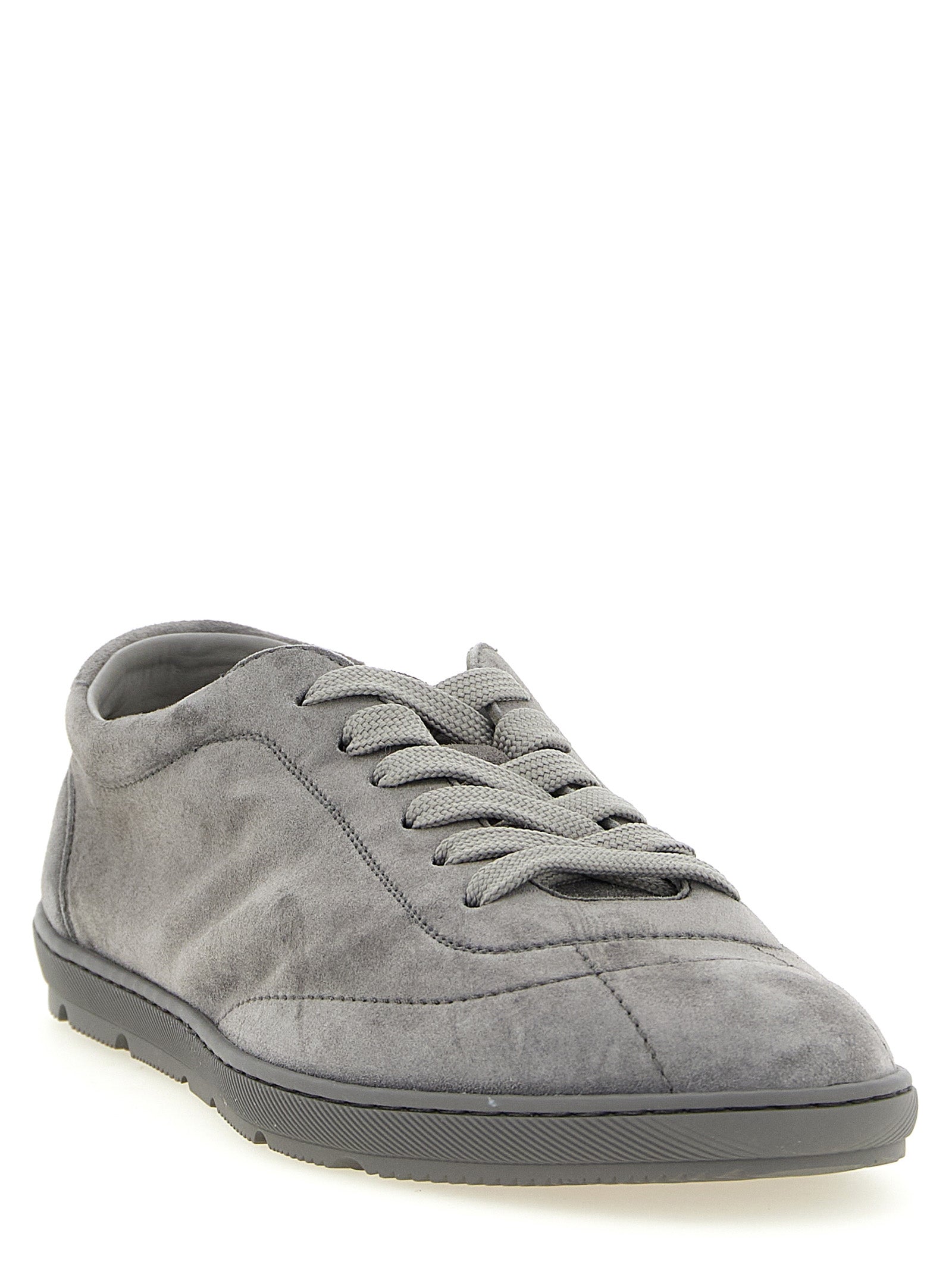 Gray Calfskin Low Top Sneakers