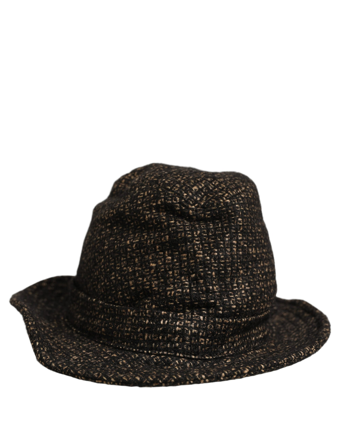 Gray Melange Blended Textured Tweed Capello Hat