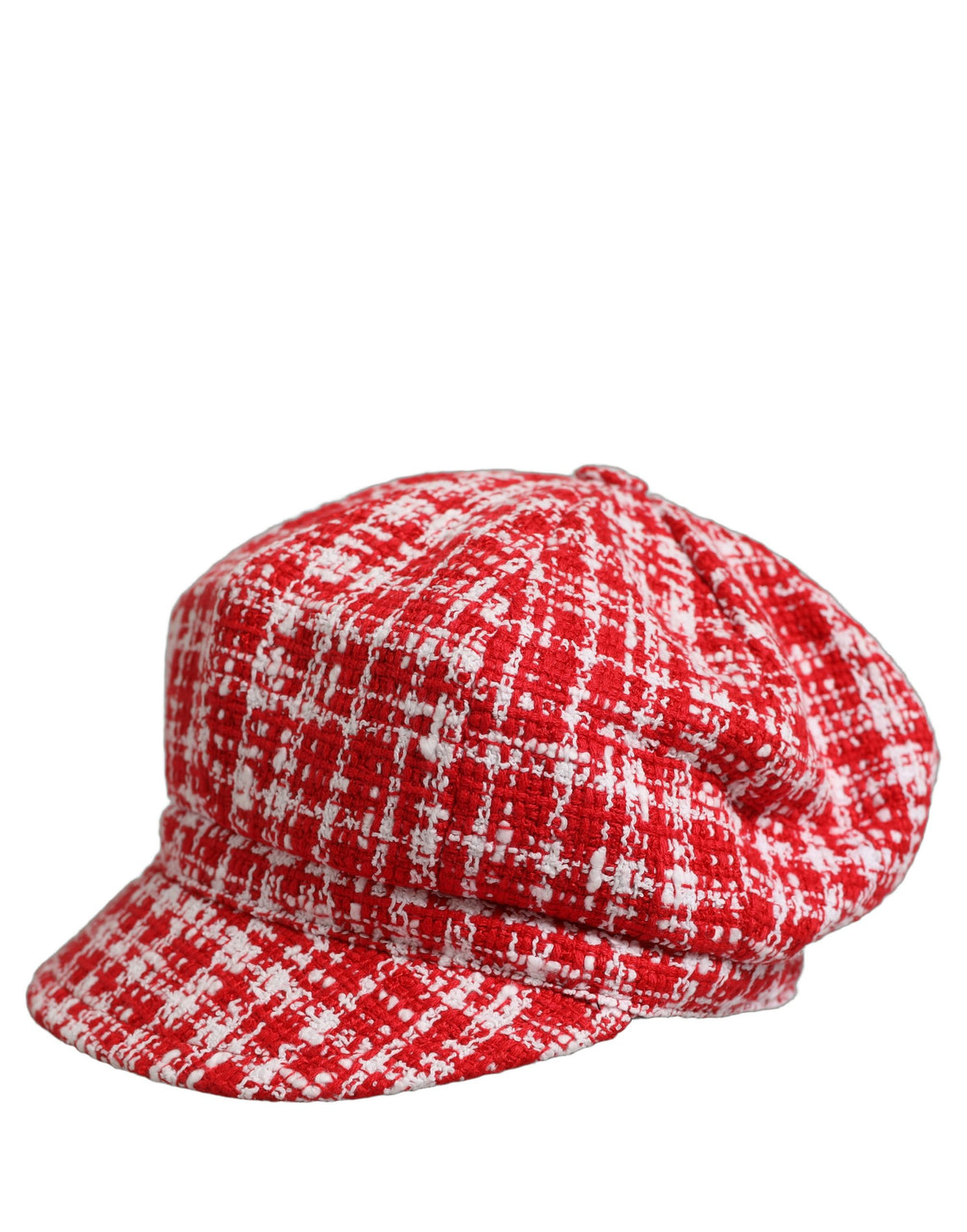 Red White Tweed Textured Baker Boy Capello Hat
