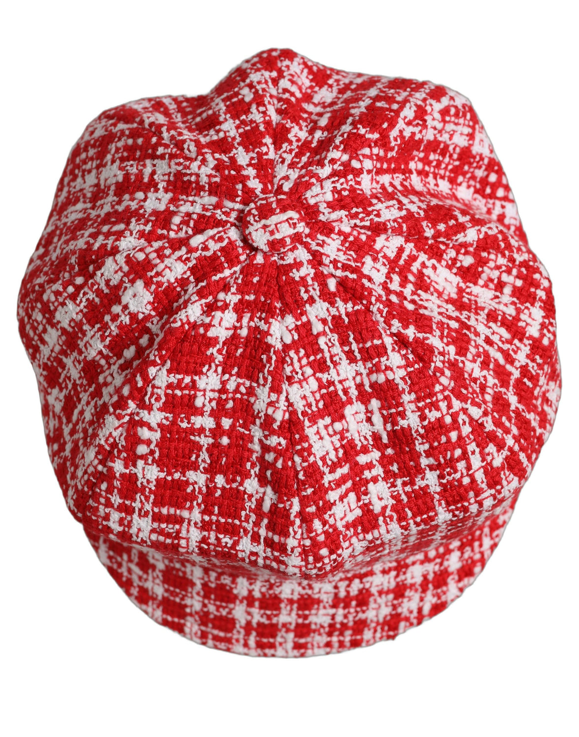 Red White Tweed Textured Baker Boy Capello Hat