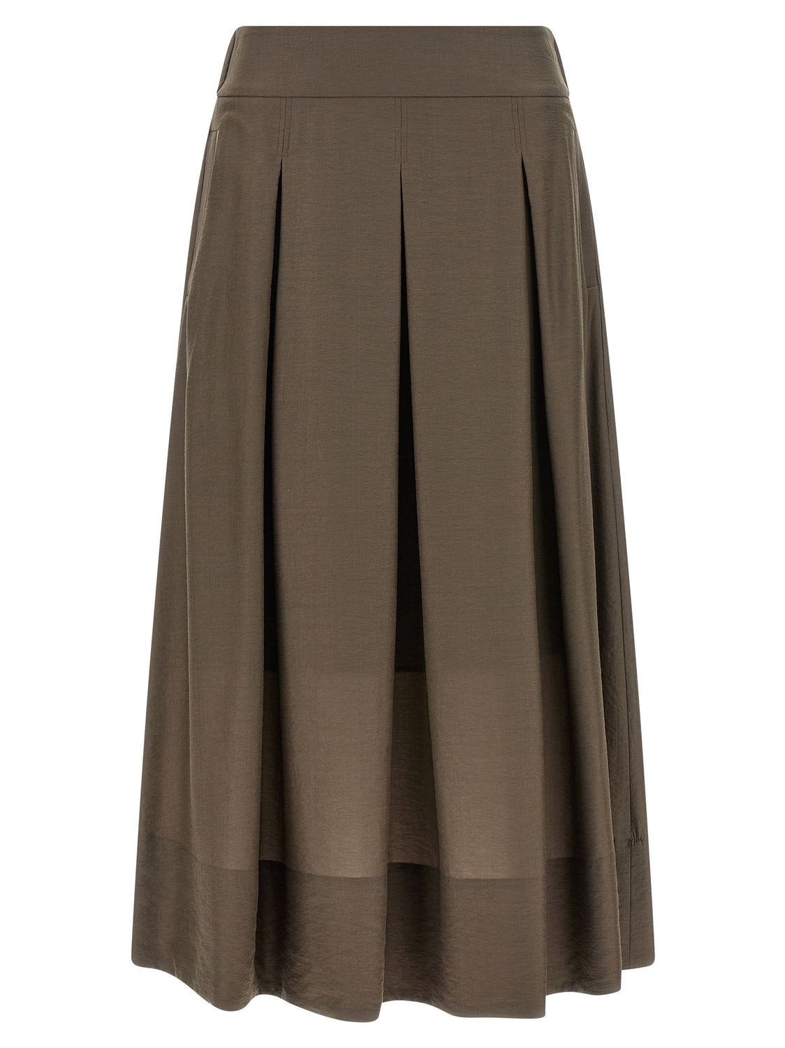 Brown Lycra Midi Skirt