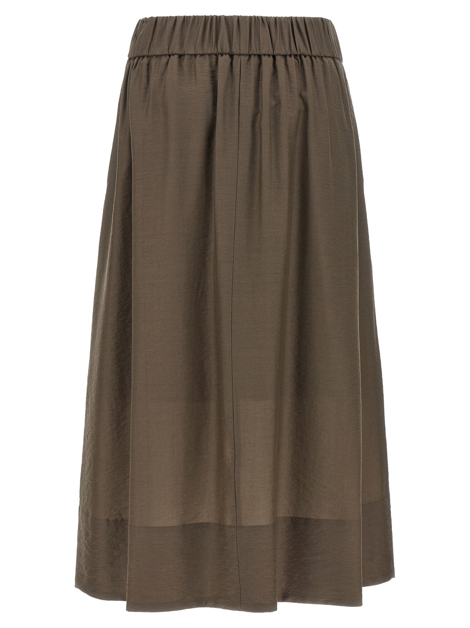 Brown Lycra Midi Skirt