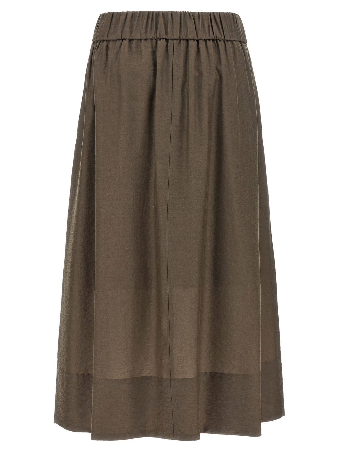 Brown Lycra Midi Skirt