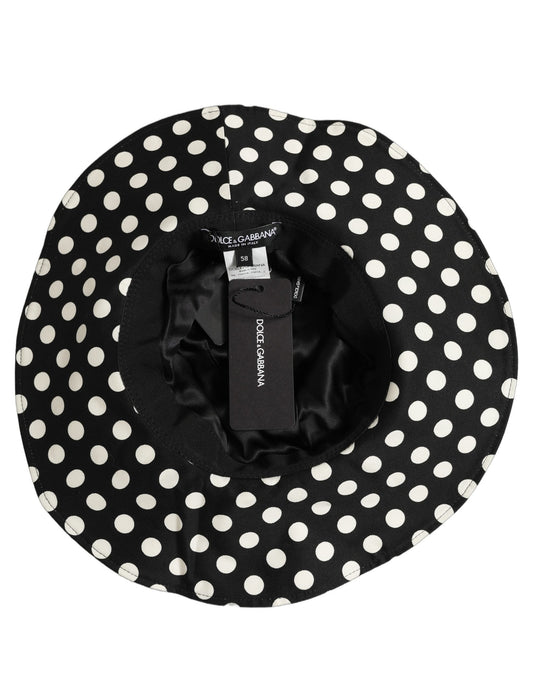 Black White Polka Dot Cotton Bucket Capello Hat