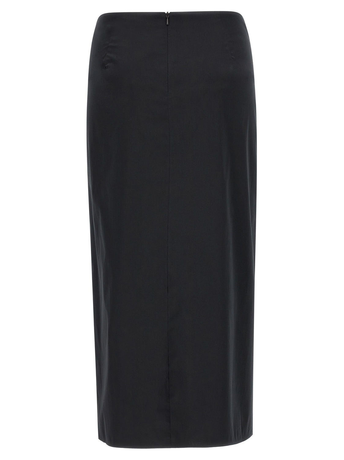 Black Cotton Midi Skirt