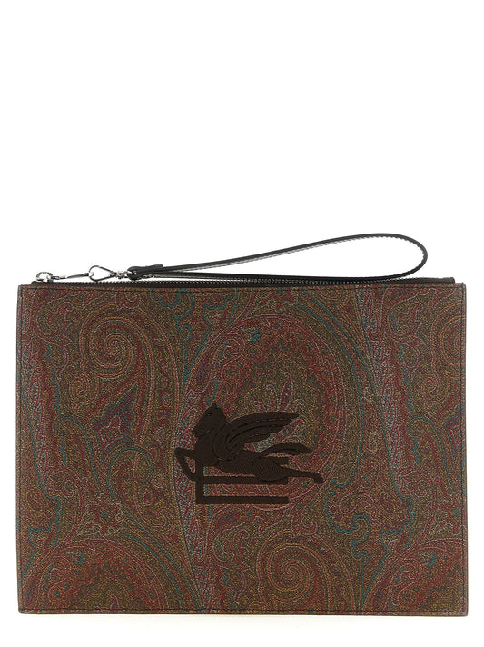 Brown Cotton Clutch Bag