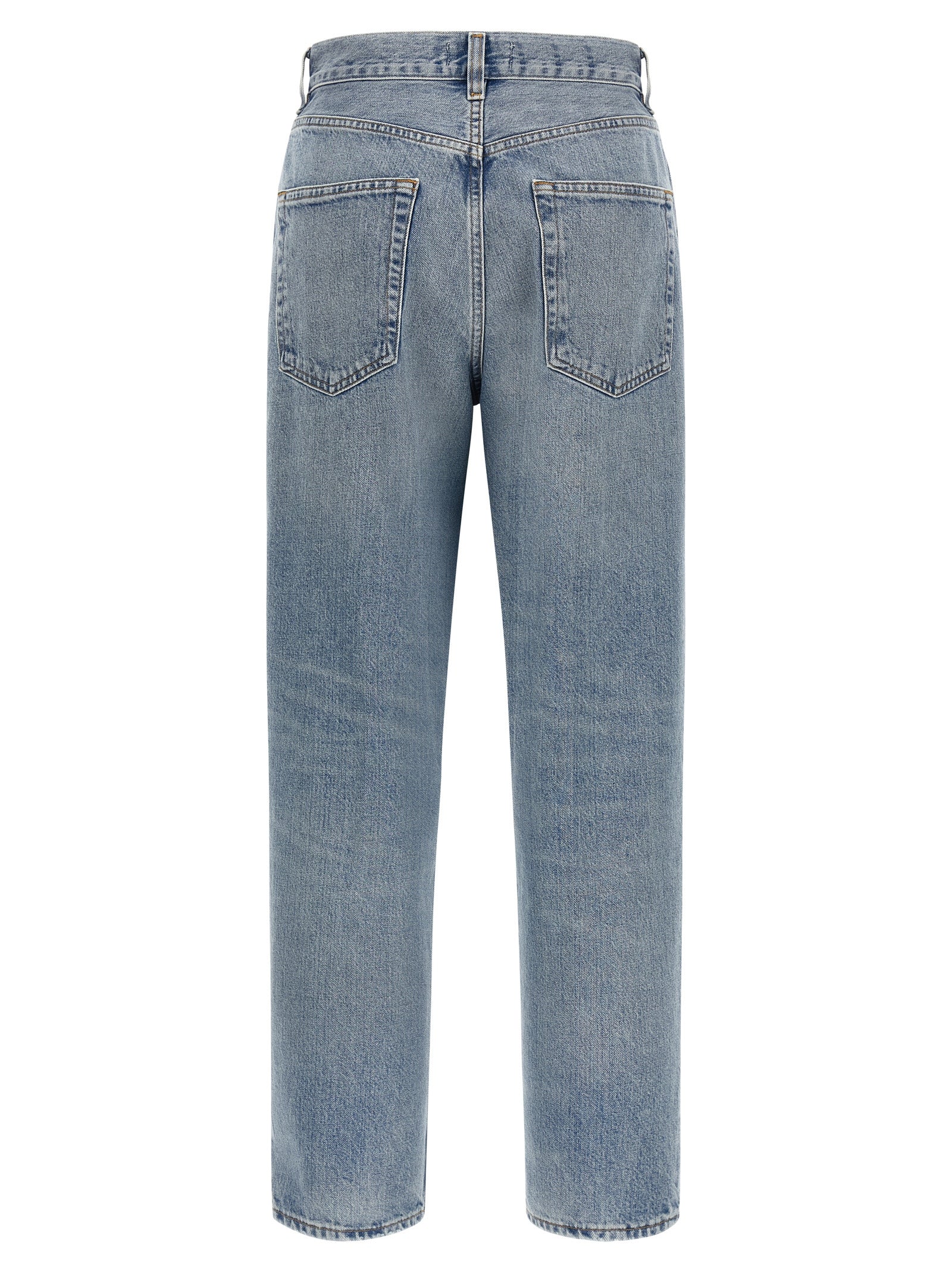 Blue Cotton Straight-Leg Jeans